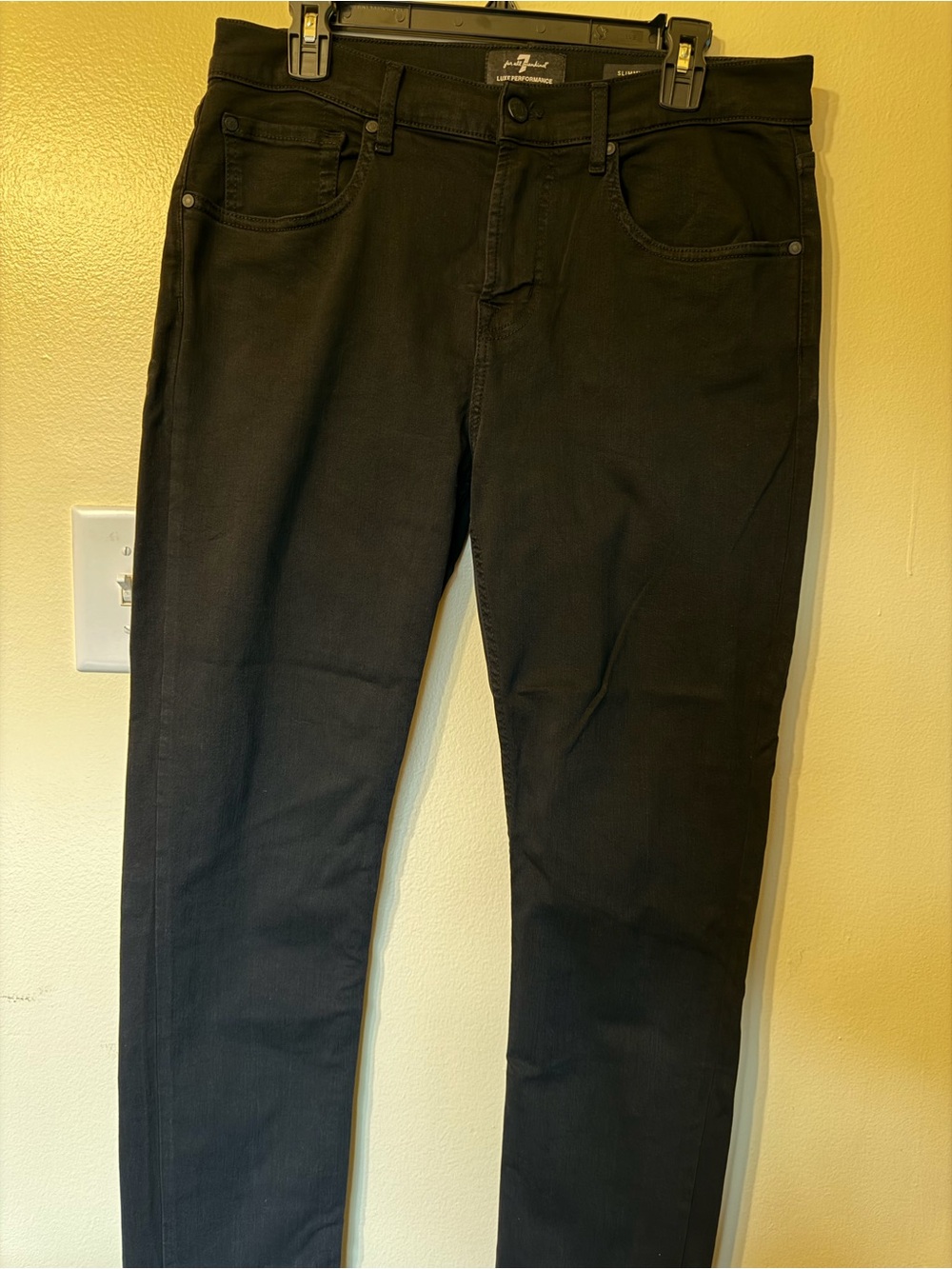 7 For All Mankind Men's Slimmy Tapered Stretch Jeans Black 33! - Picture 10 of 10